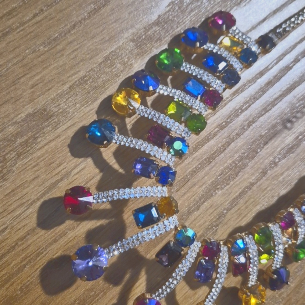 Natasha GLAMOUR Necklace Rare Find Blingy Shimmery Colorful - Picture 4 of 13